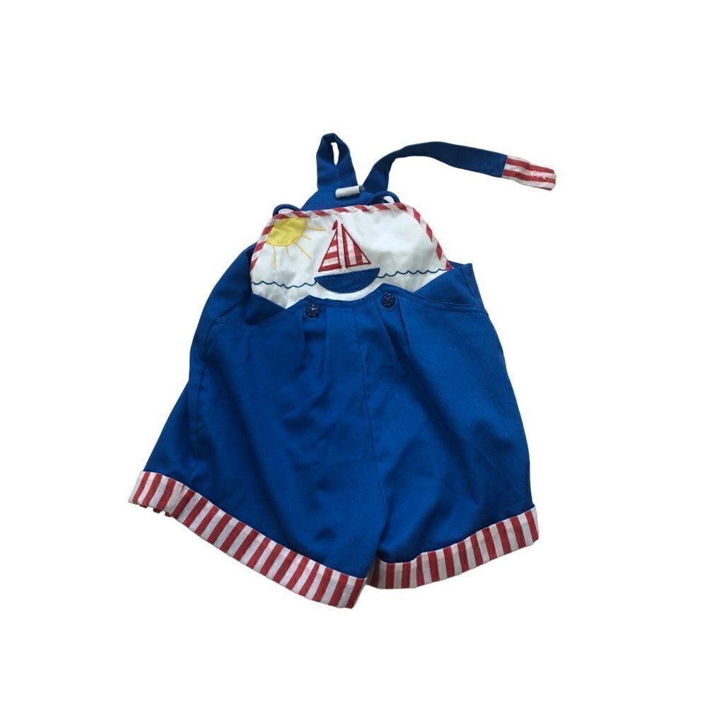 Vintage Toddler Boy Romper Sailor Nautical Summer Portrait Size 2